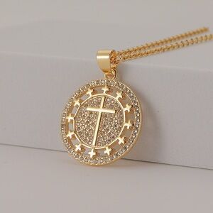 Elegant Gold Accent Cross Pendant Necklace